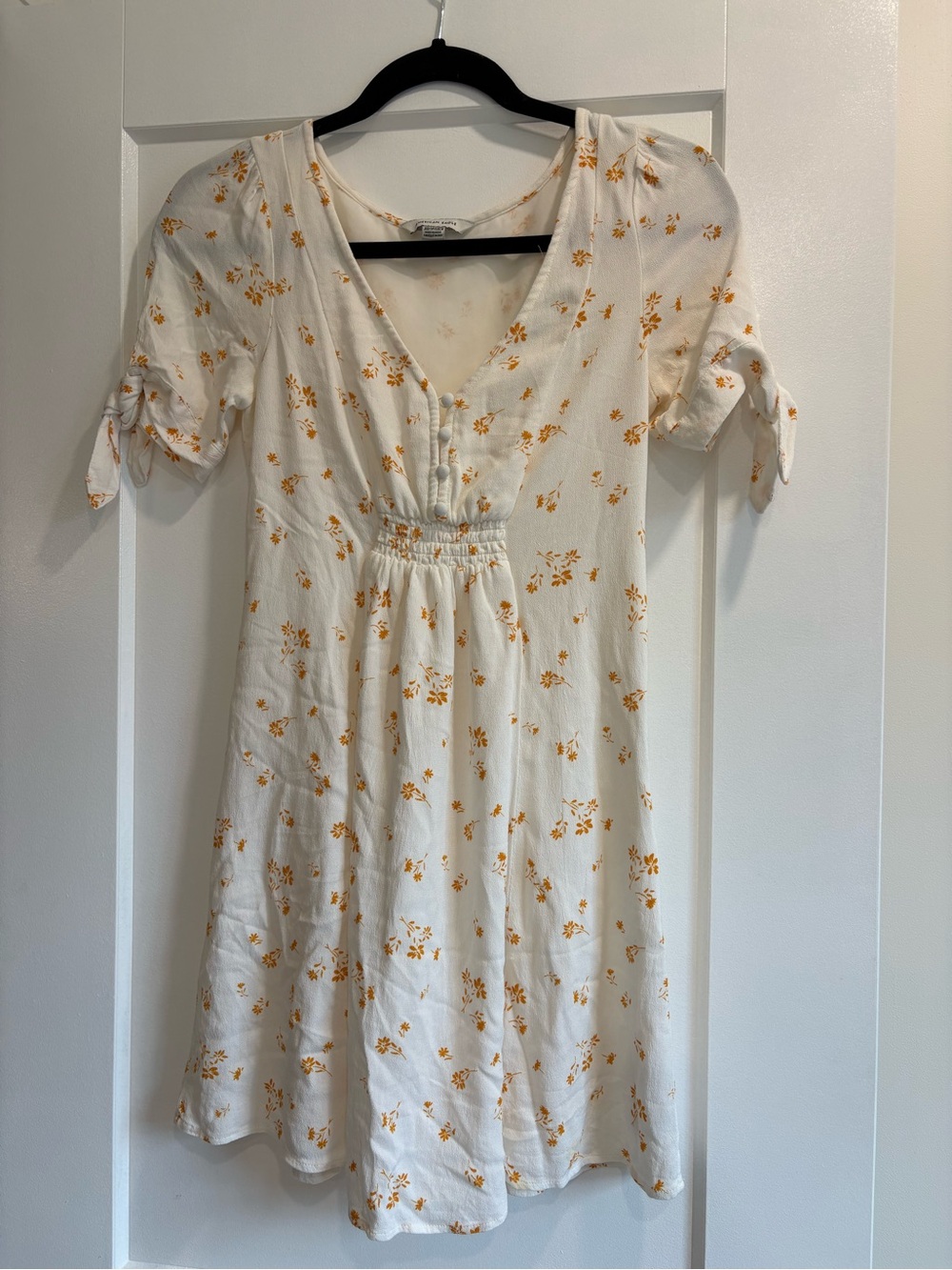 American Eagle Outfitters Cream Dress with Yellow Floral Print